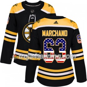 Boston Bruins tröja Brad Marchand 63 Adidas 2017-2018 Svart USA Flag Fashion Authentic - Dame NHL Tröjor